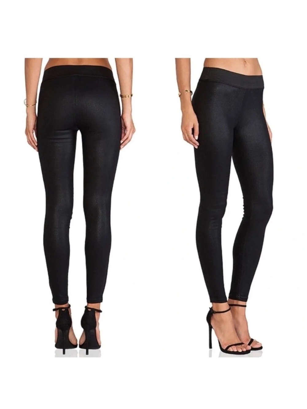 Agolde Natalie Leggings Coated Faux Leather Black Women’s Size 26